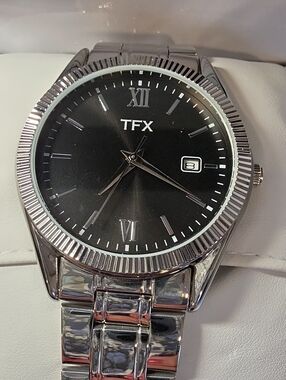 Men's TFX By Bulova Black Dial Silver Stainless Steel Bracelet Watch
